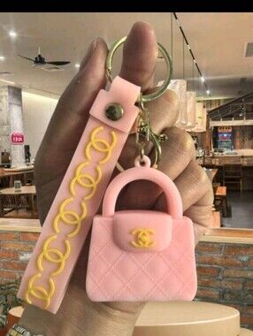 Pink Quilted Mini Purse Keychain and Wrist Strap